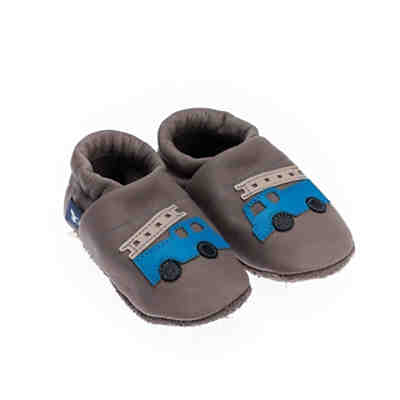Krabbelschuhe / Lederpuschen / Hausschuhe mit Feuerwehr Krabbelschuhe