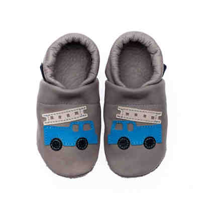 Krabbelschuhe / Lederpuschen / Hausschuhe mit Feuerwehr Krabbelschuhe 2