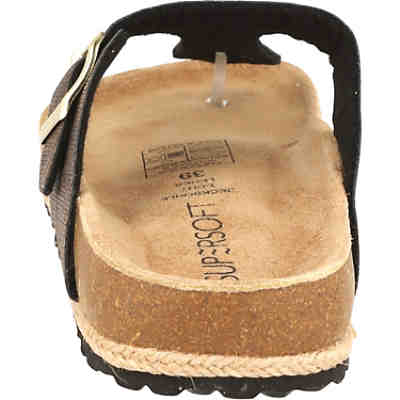 274-921 Damen Pantoffeln Zehentrenner Hausschuhe Lederfußbett Brown Zehentrenner 2