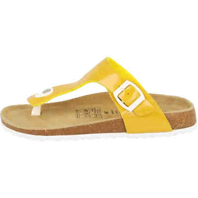 274-307 Damen Schuhe Pantolette Hausschuhe Zehentrenner Yellow Lack Zehentrenner 2
