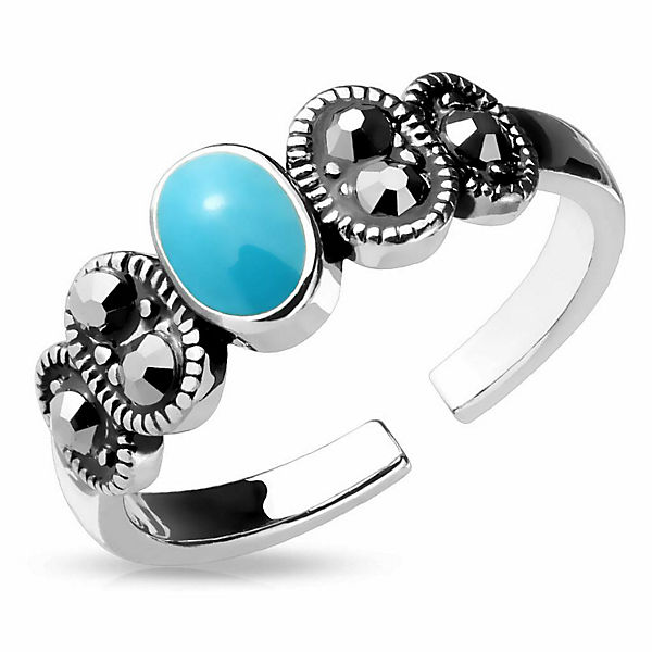 Zehenring Türkisstein Silber Messing Damen Ringe