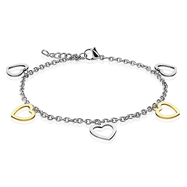 Bettelarmband Herzen Silber aus Edelstahl Damen Armbänder