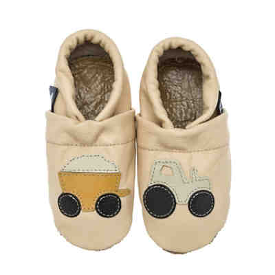 Lederpuschen / Hausschuhe / Slipper mit Traktor Hausschuhe 2