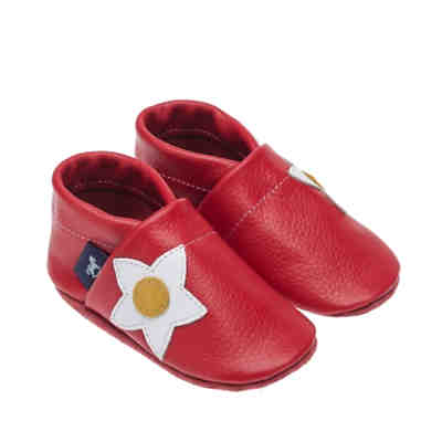 Krabbelschuhe / Lederpuschen / Hausschuhe mit Blume Krabbelschuhe