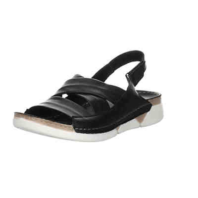 Damen Riemchensandalen Sandale Fußbett Bequem Freizeit Glattleder uni Riemchensandalen