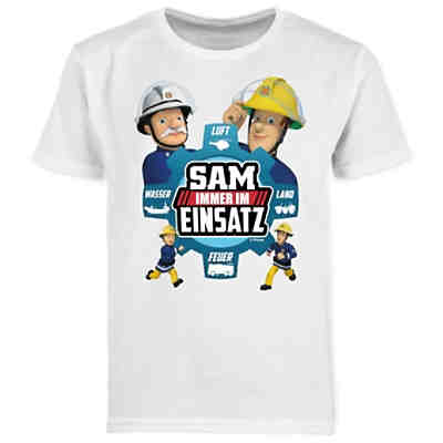 Feuerwehrmann Sam Jungen - Jungen Kinder T-Shirt - Sam - Immer im Einsatz - blau - T-Shirts für Jungen