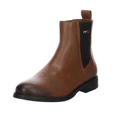 Essentials Leather Flat Boots Glattleder uni Chelsea Boots