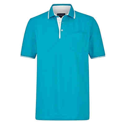 Poloshirt Brusttasche,Knopfleiste,Garngefärbt kurzarm uni Straight Fit blickdicht Baumwolle,Kunstfaser
