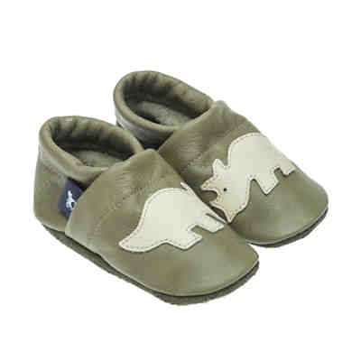Krabbelschuhe / Lederpuschen / Hausschuhe mit Dinosaurier Krabbelschuhe