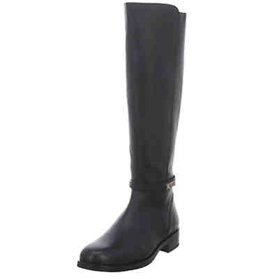 Damen Stiefel Schuhe Block Branding Flat Long Boots Elegant Klassisch Glattleder uni Klassische Stiefel