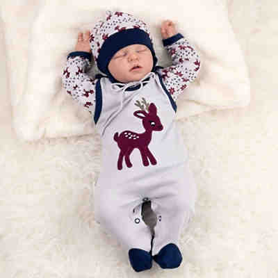 3tlg Set Strampler + Shirt + Mütze Little Reindeer Strampler für Jungen 2
