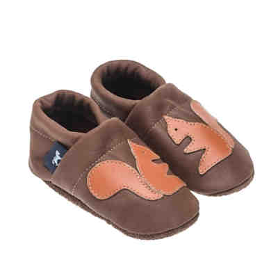 Krabbelschuhe / Lederpuschen / Hausschuhe mit Eichhörnchen Krabbelschuhe