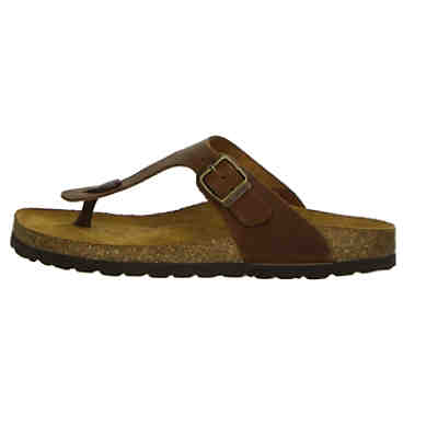 Damen Zehentrenner Sandalen Luini Zehentrenner Fußbett Bequem Freizeit Lederkombination uni Zehentrenner 2
