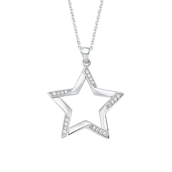 Kette mit Anhänger für Damen, 925 Sterling Silber, Zirkonia synth. | Stern Halsketten