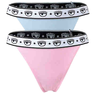 Damen String 2er Pack - Tanga, Cotton Stretch, Logobund, uni Strings