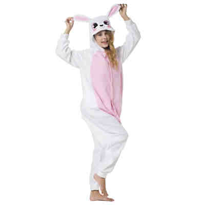 Jumpsuit, Onesie für Kinder Bauernhof- und Haustiere (Kaninchen rosa)