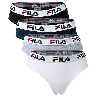 Damen Slip - 4er Pack Briefs, Logo-Bund, Cotton Stretch, einfarbig Slips
