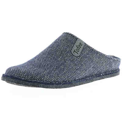 Herren Hausschuhe Slipper Pantoffeln Pantoletten Naturwollfilz blau/grau