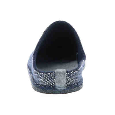 Herren Hausschuhe Slipper Pantoffeln Pantoletten Naturwollfilz blau/grau 2