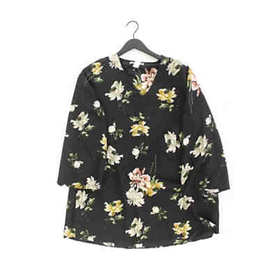 Second Hand - Bluse mit Blumenmuster 3/4 Ärmel schwarz Damen Gr. XL