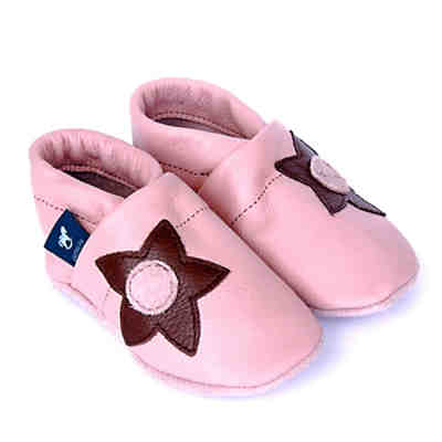 Krabbelschuhe / Lederpuschen / Hausschuhe mit Blume Krabbelschuhe