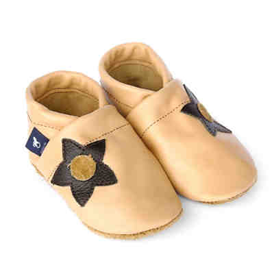 Lederpuschen / Hausschuhe / Slipper mit Blume Hausschuhe