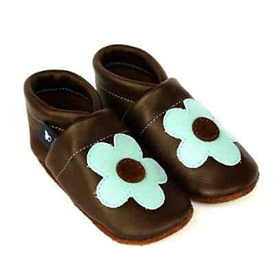 Krabbelschuhe / Lederpuschen / Hausschuhe mit Blume Krabbelschuhe