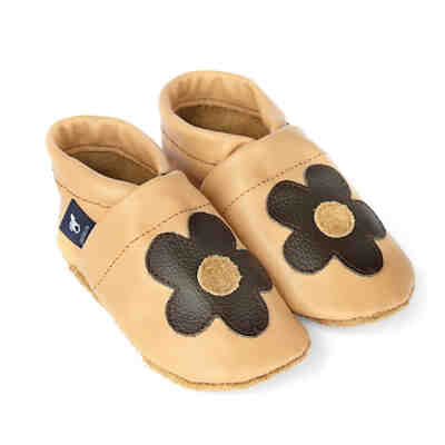 Lederpuschen / Hausschuhe / Slipper mit Blume Hausschuhe