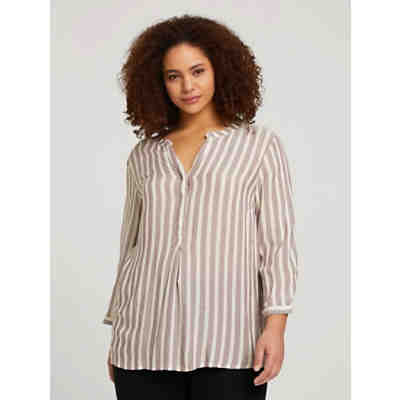 Blusen & Shirts Plus - Gestreifte Henleybluse mit LENZING(TM) ECOVERO(TM) 3/4-Arm-Blusen 2