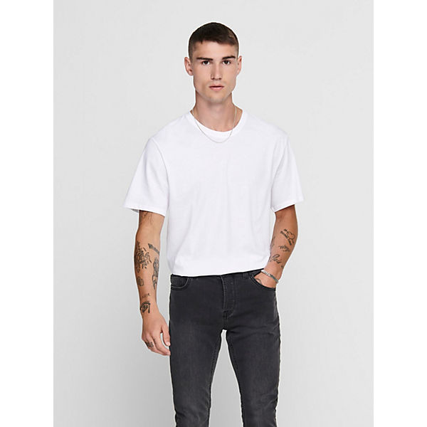 Langes Rundhals T-Shirt Kurzarm Shirt ONSMATT Stretch Basic