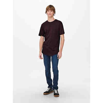 Langes Rundhals T-Shirt Kurzarm Shirt ONSMATT Stretch Basic 2