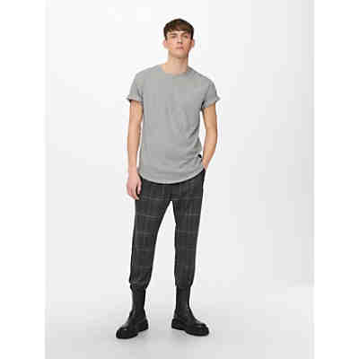 Langes Rundhals T-Shirt Kurzarm Shirt ONSMATT Stretch Basic 2