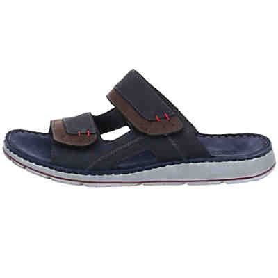 Herren Pantoletten Sandalen Pantolette Fußbett Bequem Freizeit Lederkombination uni Pantoletten 2