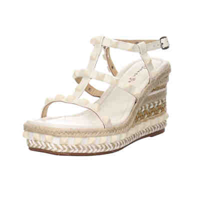 Damen Sandalen Sandalette Fußbett Bequem Freizeit Glattleder gemustert Keilsandaletten