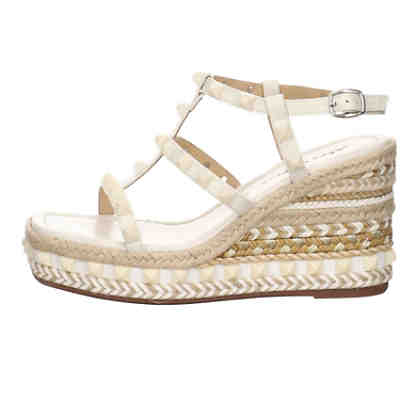 Damen Sandalen Sandalette Fußbett Bequem Freizeit Glattleder gemustert Keilsandaletten 2