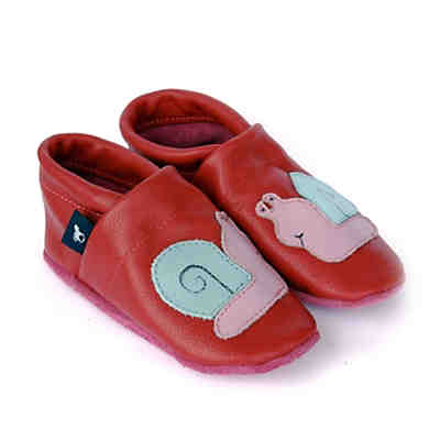 Krabbelschuhe / Lederpuschen / Hausschuhe mit Schnecke Krabbelschuhe