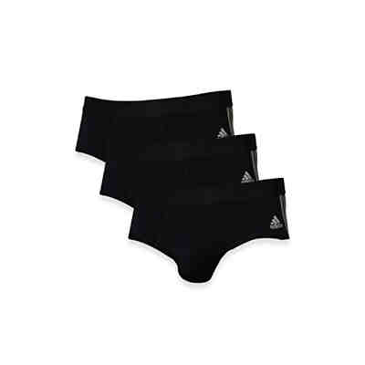 Herren Slip, 3er Pack - Briefs, Active Flex Cotton, Logo, 3 Streifen, uni Slips