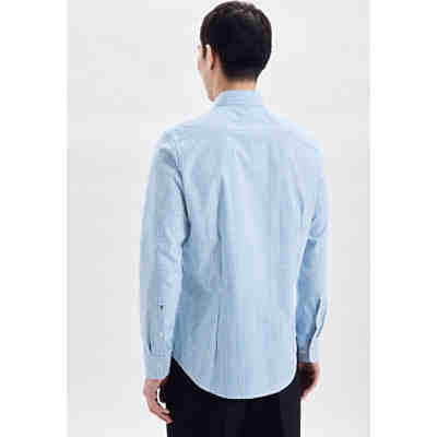 Business Hemd Slim Langarm Button-Down-Kragen Karo Langarmhemden 2