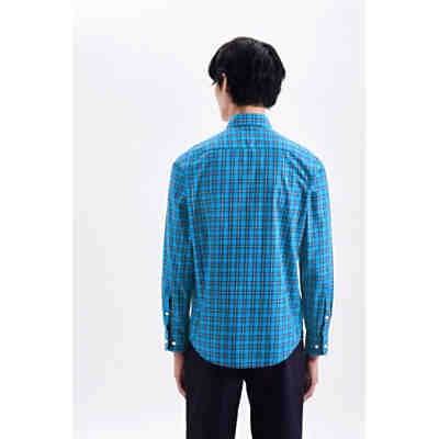 Casual Hemd Regular Langarm Button-Down-Kragen Karo Langarmhemden 2