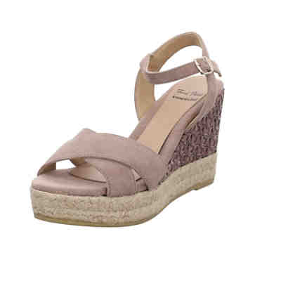 Damen Sandalen Ava-A Sandalette Fußbett Bequem Freizeit Veloursleder uni Keilsandaletten