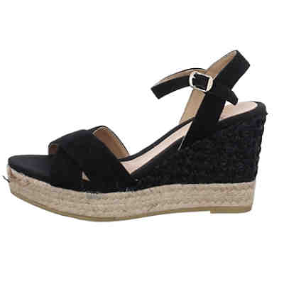 Damen Sandalen Ava-A Sandalette Fußbett Bequem Freizeit Veloursleder uni Keilsandaletten 2