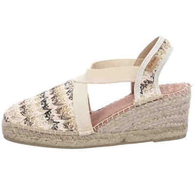 Damen Wedges Sandalen Terra-HK Sandalette Fußbett Bequem Freizeit Textil gemustert Wedge-Sneakers 2