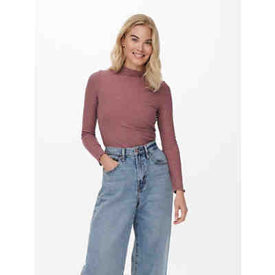 Dünnes Geripptes Langarm Shirt Stehkragen Basic Longsleeve ONLEMMA 2