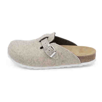 Freizeitschuhe Damen - Damenpantoletten geschlossen mit Dornschließe - Damen Clogs Leder - Damen Hausschuhe Pantoffel mit Wollfilz Damen Clog Leder 2