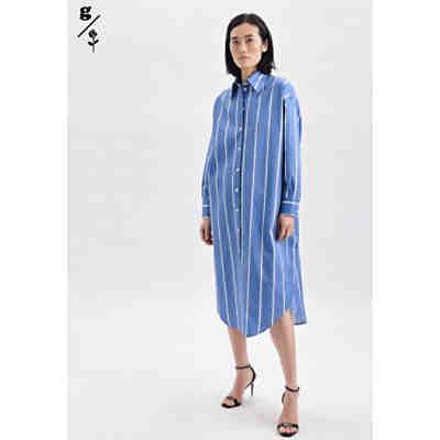 Kleid Langarm Streifen Blusenkleider