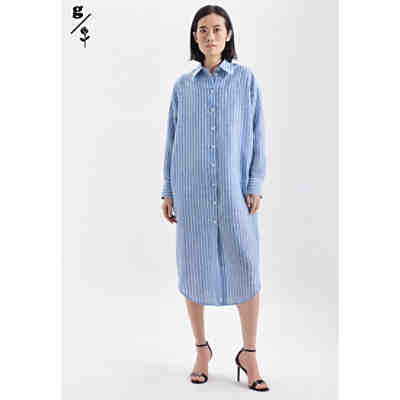 Kleid Langarm Streifen Blusenkleider