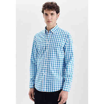 Casual Hemd Regular Langarm Button-Down-Kragen Karo Langarmhemden