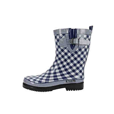 Gummistiefel Checkered dunkelblau karierter Halbschaft Stiefel 2