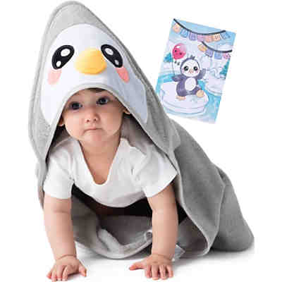 Kapuzenbadetuch Baby Handtuch mit Grußkarte (Einhorn, Pinguin, Fuchs, Panda) Kapuzenbadetücher