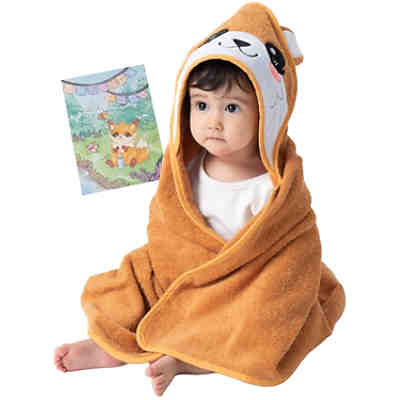 Kapuzenbadetuch Baby Handtuch mit Grußkarte (Einhorn, Pinguin, Fuchs, Panda) Kapuzenbadetücher